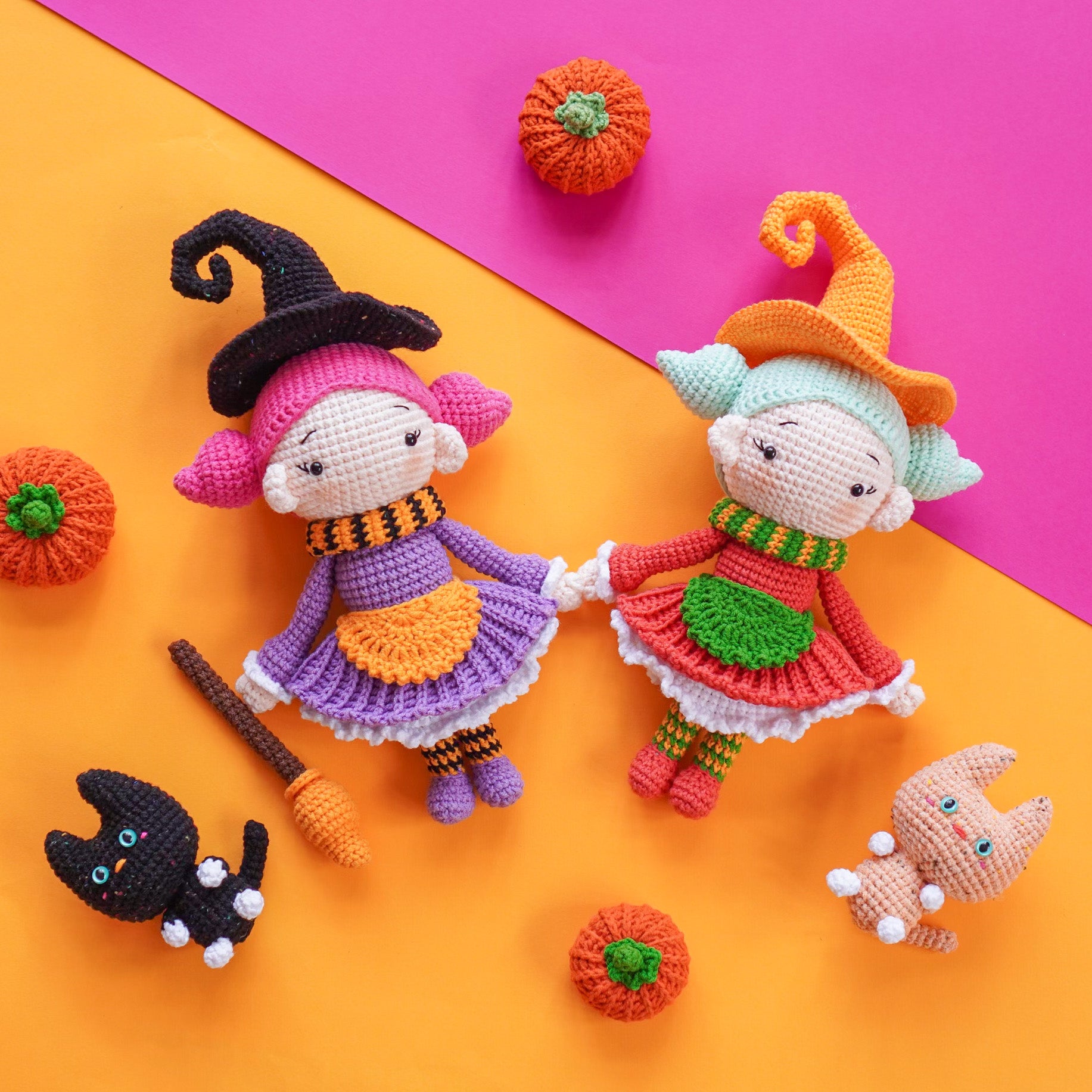 Bundle 3 Halloween Amigurumi Dolls/Crocheted Dolls Crochet Pattern by Aquariwool Crochet (Amigurumi Pattern for Baby gift)
