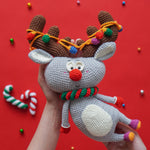 Load image into Gallery viewer, The Christmas Reindeer Crochet Pattern by Aquariwool Crochet (Crochet Doll Pattern/Amigurumi Pattern for Baby gift)
