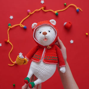 The Christmas Polar Bear Crochet Pattern by Aquariwool (Crochet Doll Pattern/Amigurumi Pattern for Baby gift)