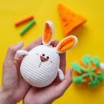 Load image into Gallery viewer, Vegetable Cosplay: Carrot Bunny, Cauliflower Sheep, Banana Monkey &amp; Apple Worm Crochet Pattern by Aquariwool Crochet (Crochet Doll Pattern/Amigurumi Pattern for Baby gift)
