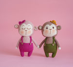 Load image into Gallery viewer, Valentine The Monkey Couple Crochet Pattern by Aquariwool (Crochet Doll Pattern/Amigurumi Pattern for Baby gift)
