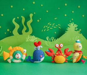 Aquarium Bundle: Whale, Seal, Crab, Turtle Crochet Pattern by Aquariwool (Crochet Doll Pattern/Amigurumi Pattern for Baby gift)