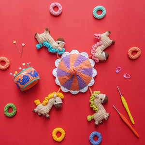 Merry Go Round Baby Mobile Crochet Pattern by Aquariwool Crochet (Crochet Doll Pattern/Amigurumi Pattern for Baby gift)