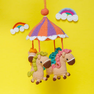Merry Go Round Baby Mobile Crochet Pattern by Aquariwool Crochet (Crochet Doll Pattern/Amigurumi Pattern for Baby gift)