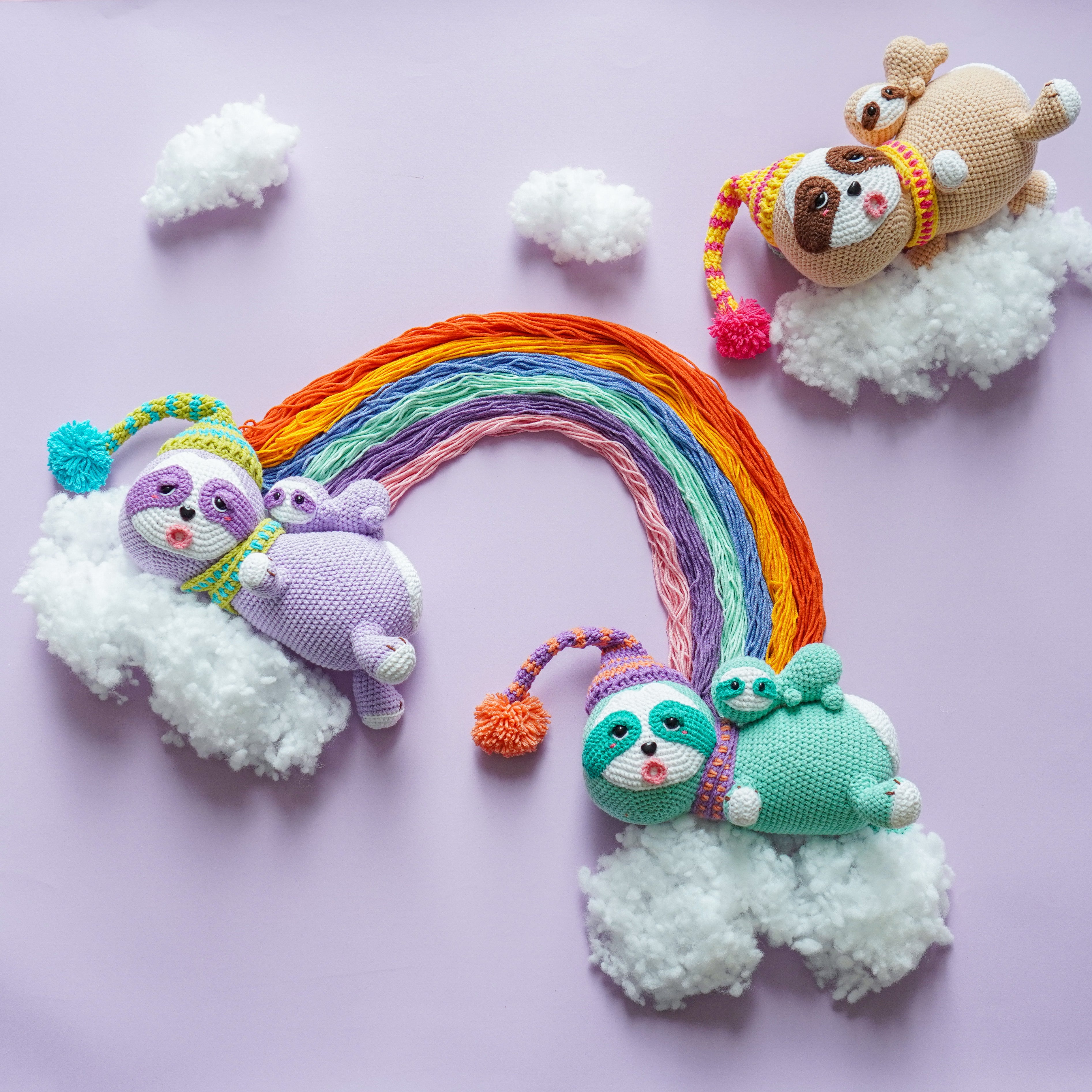 Dreamy Sloth & Cub Crochet Pattern by Aquariwool (Crochet Doll Pattern/Amigurumi Pattern for Baby gift)
