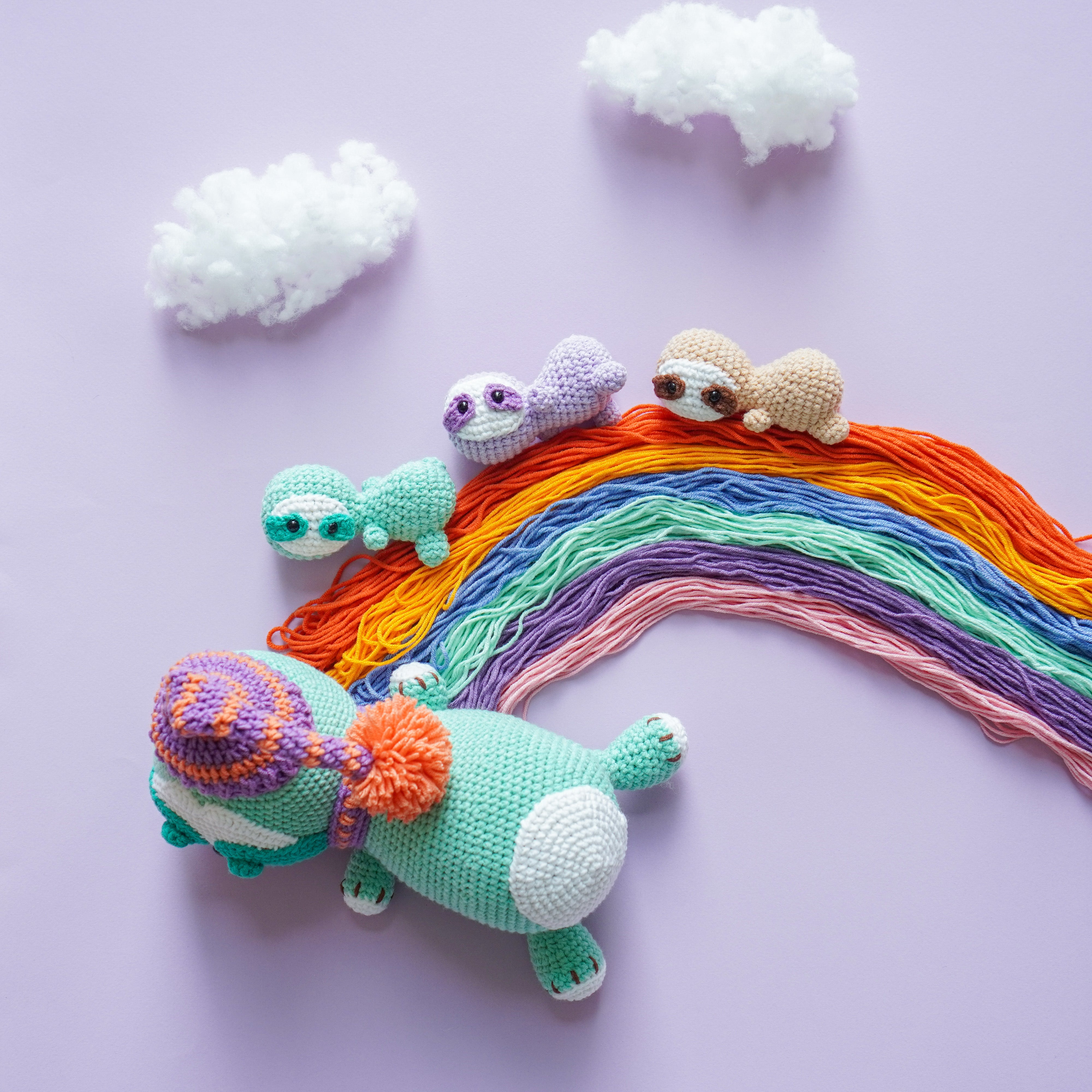 Dreamy Sloth & Cub Crochet Pattern by Aquariwool (Crochet Doll Pattern/Amigurumi Pattern for Baby gift)