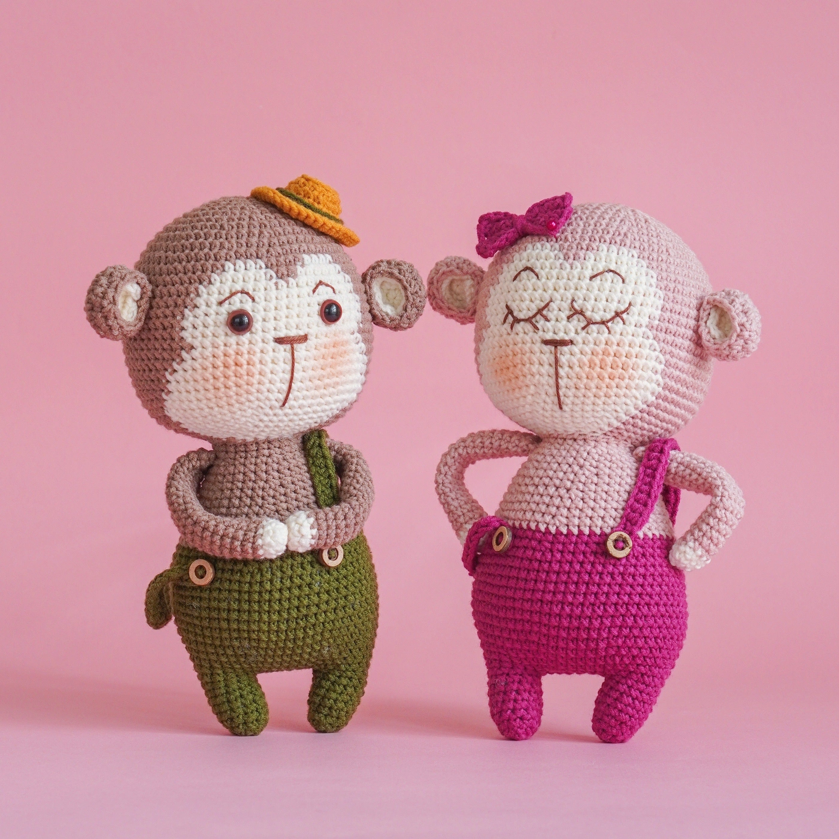 Valentine The Monkey Couple Crochet Pattern by Aquariwool (Crochet Doll Pattern/Amigurumi Pattern for Baby gift)