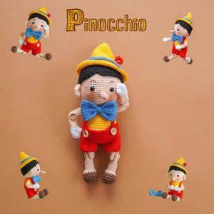 Pinocchio Crochet Pattern by Aquariwool Crochet (Crochet Doll Pattern/Amigurumi Pattern for Baby gift)