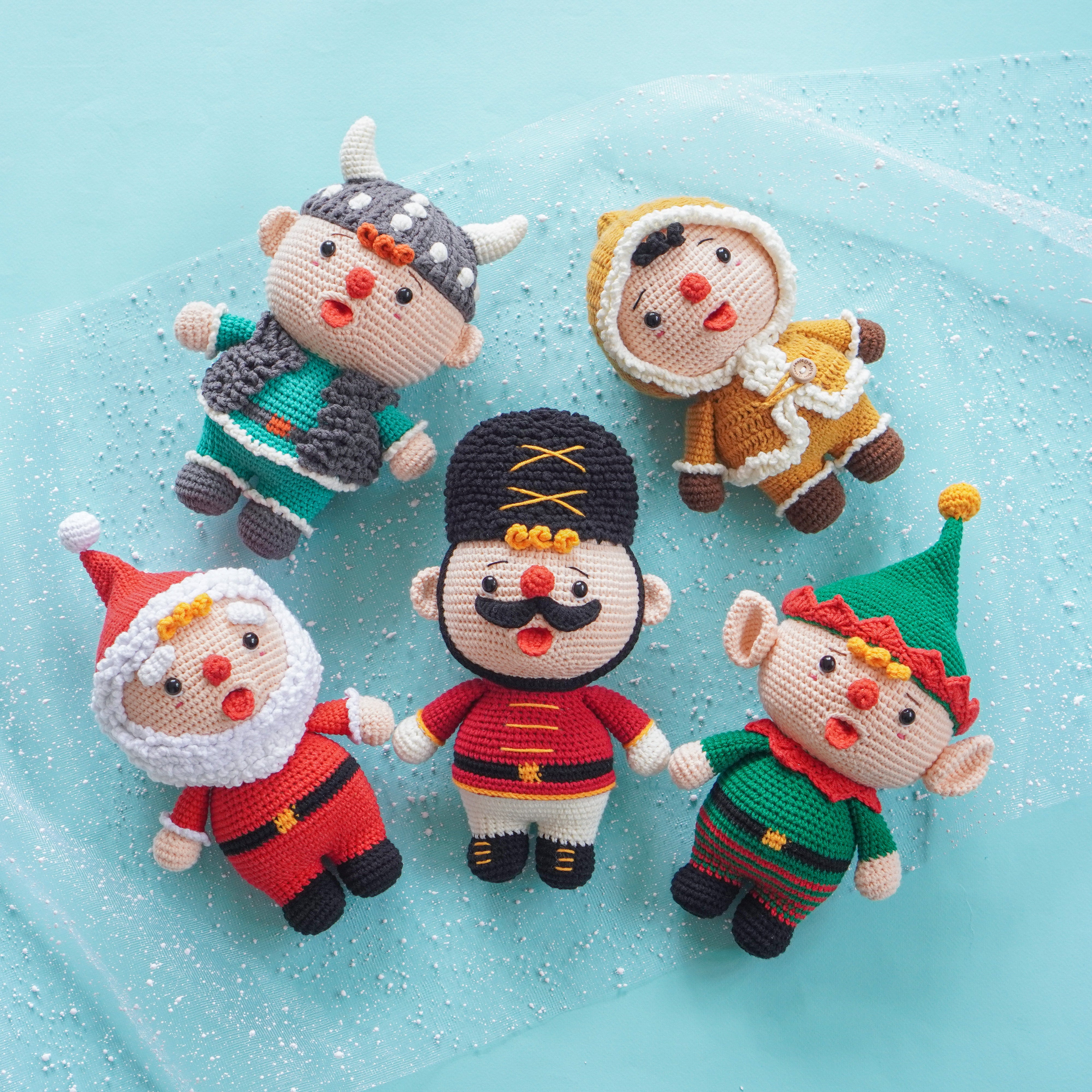 Bundle 5 in 1: Tin Soldier, Elf, Santa, Eskimo & Viking Boy Crochet Pattern by Aquariwool Crochet (Crochet Doll Pattern/Amigurumi Pattern for Baby gift)